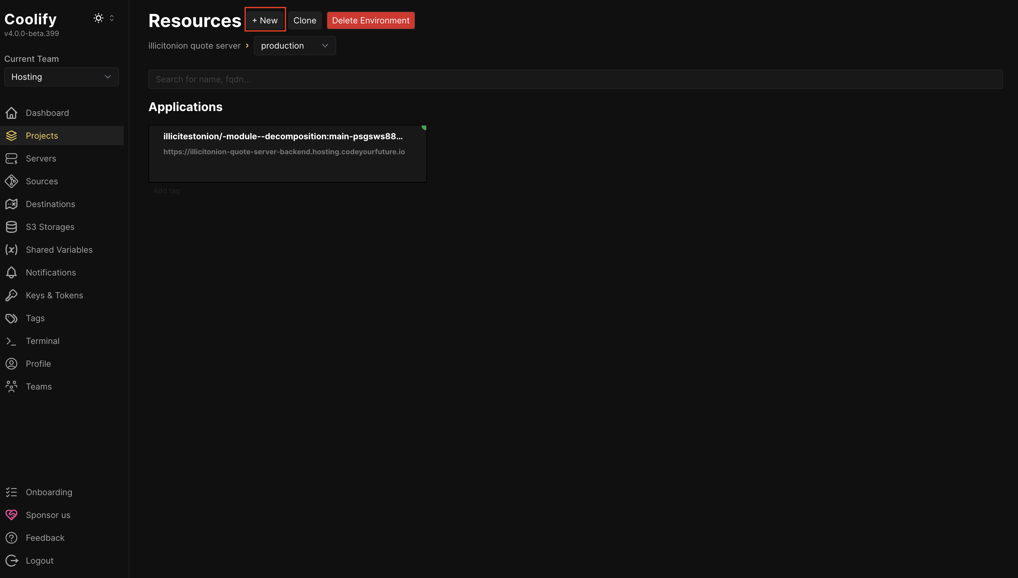Click “Add New Resource”